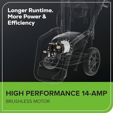 Greenworks Pro Brushless 3000 PSI (CSA Certified) 2.0 GPM Max / 1.1 GPM Electric Pressure Washer (Foldable Handles, Rugged Steel Frame, 25 FT Hose, 35 FT GFCI Power Cord) - Image 10