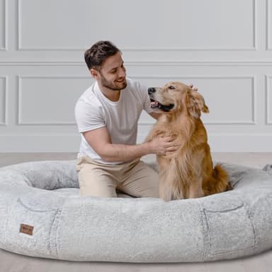 Human Dog Bed for People Large - Bean Bag Adult Size Giant Extra Sized for Kid Waterproof and Washable Anti-Slip Grey 74" x50" x12" (Grey White) - Image 7