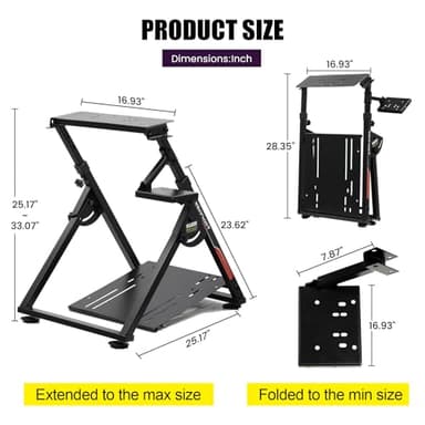 GTPLAYER Sim Racing Wheel Stand Simulator Cockpit Wheel Stand Racing Steering Shifter Mount fit for Logitech G25 G27 G29 G920 G923 Thrustmaster T330TS Gaming Stand Wheel Pedals NOT Included, Black - Image 5