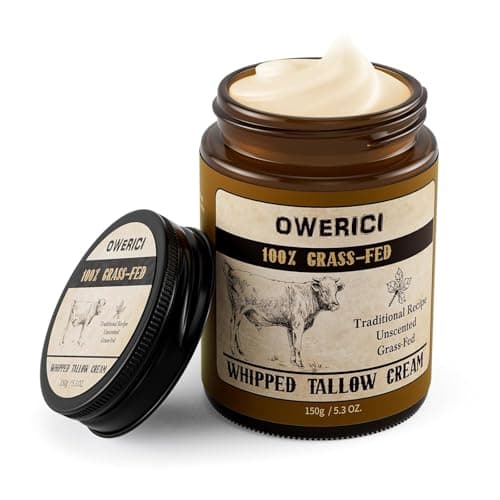 Owerici Beef Tallow for Skin, for Skin (5.3 Oz), Tallow Face Moisturizer, 100% Grass Fed and Finished, Deeply Moisturizing for Face & Body, Natural Care for Soft Supple (Brown, Extra Large)