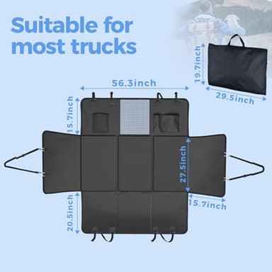 MYJAQI Back Seat Extender for Dogs, Hard Bottom Dog Car Seat Cover for Truck Back Seat, Dog Hammock for Car, Upgraded PU Leather Material, Larger Space, Black - Image 5
