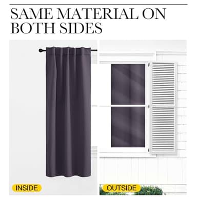 NICETOWN Bedroom Blackout Curtain Panels - (Greyish Purple Color) 52 x 108 Inch, 2 PCs, Insulating Energy Saving Solid Rod Pocket Blackout Drapes for Hall, Villa - Image 6