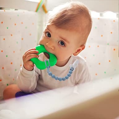 4-Pack Silicone Pacifier Clips with One-Piece Beads for Baby Boys and Girls - Flexible and Rust-Free Holders for Teething Relief and Baby Essentials, Safe for Newborns (Grey) - Image 6