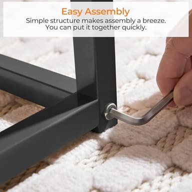 Yaheetech Coffee Table, Tempered Glass Coffee Table, Modern Simple Center Tables w/Geometric-Inspired Design & Metal-Frame & Easy Assembly & Open Storage Shelf for Living Room, Office, Black - Image 8