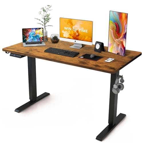 Win Up Time Standing Desk Adjustable Height- 40 x 24 Inches Whole Piece Desktop Stand Up Desk, Electric Standing Desk, Sit to Stand Desk for Home Office Computer Desk, Rustic Brown - Image 1