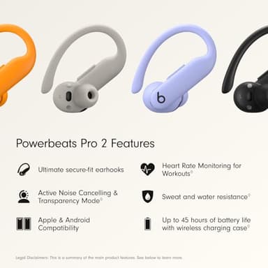 Beats Powerbeats Pro 2 Wireless Bluetooth Earbuds - Noise Cancelling, Heart Rate Monitor, IPX4, Up to 45H Battery & Charging Case, Works with Apple & Android - Hyper Purple (Renewed) - Image 2