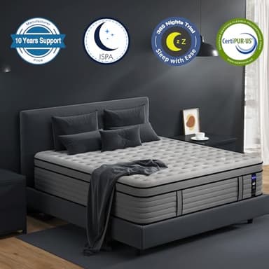 DIFAME Firm Queen Mattress, 18 Inch Queen Size Hybrid Mattress in a Box with Gel Memory Foam, Upgraded Pocket Springs for Motion Isolation, Breathable & Cooling Fabric, Back Pain Relief, Edge Support - Image 6