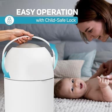 L.A. BABY Magic Diaper Pail - Patented 100% Odor-Free System with Child-Safe Lock - Award-Winning Design - No Refills Required - Works with Regular Trash Bags - White - Image 7