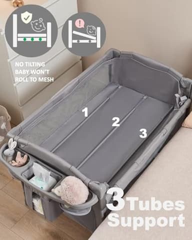 BEKA 4 in 1 Baby Bassinet Bedside Sleeper, Baby Bedside Crib 4 Functions, Bedside Bassinet Crib Sleeper, Playard, Changing Table, Baby Bassinet for Newborn Baby - Image 2