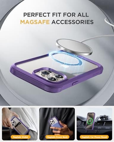 Miracase Glass Series for iPhone 15 Pro Max Case 6.7 Inch, Full-Body Drop Proof Phone Case for iPhone 15 Pro Max with Built-in 9H Tempered Glass Screen Protector + Camera Protector, Purple - Image 5