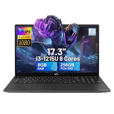 NIMO 17.3" IPS FHD-Laptop, Intel 6 Cores i3-1215U 8GB RAM 256GB SSD (Beat Ryzen 5 7520U, Up to 4.4GHz) Computer with 65W GaN Type C Backlit Keyboard Fingerprint, for Home Student and Business Gray - Image 1