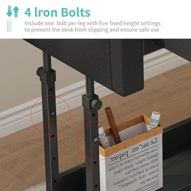 Rolling Standing Desk Adjustable Height with Drawers, 40 Inch Mobile Stand Up Portable Teacher Desks on Wheels for Classroom, Couch Sofa Side Laptop Table with Storage for Bedroom Home Office, Black - Image 6