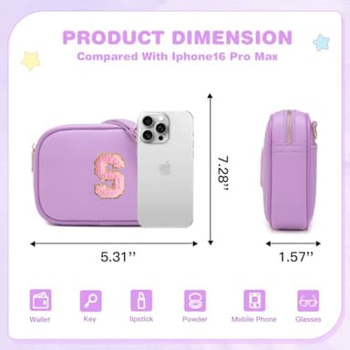 Viverte Toddler Purse Little Girl Crossbody Purse Initial PU Leather Crossbody Bags for Girls Personalized Birthday Christmas Gifts for 6 7 8 9 10 Year Old Girl (Lavender S) - Image 4