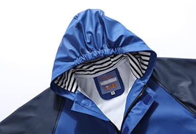 BenBoy Kids Rain Jacket Lightweight Raincoat Hooded Outdoor Waterproof Windbreaker for Boys Girls,YY468-Royalblue+Navyblue-116 - Image 3