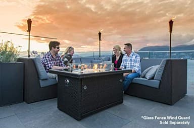 Outland Living Series 403 Fire Table – 44" 50,000 BTU Outdoor Propane Gas Fire Pit Table with Tempered Glass Top & Arctic Ice Decorative Glass Rocks, Espresso Brown - Image 2