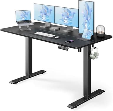 Marsail Electric Standing Desk, Adjustable Height Stand up Desk, 55 x 24 Inches Sit Stand Home Office Desk, Computer Desk, Black - Image 1
