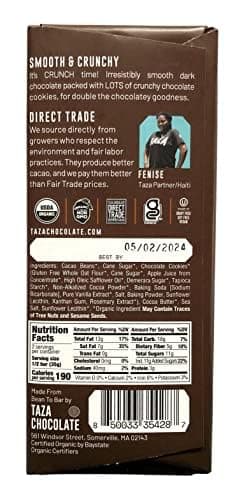 Taza Chocolate Organic Smooth & Crunchy 70% Dark Bar Variety Pack Bundle, 2.5 oz (4 count), Vegan - Image 4