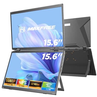 Maxfree Laptop Screen Extender, 15.6'' FHD 1080P Dual Portable Monitor with USB C, HDMI, Plug & Play, VESA Mountable, Lightweight, Dual Monitor for Laptop Windows Mac(M1/M2/M3 chip) Android Ps4 Switch - Image 1