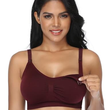 4Pack Nursing Bra for Breastfeeding Maternity Bras Push Up Silk Seamless Pregnancy Bralette Underwear Black Beige Rosered Blue Medium - Image 3