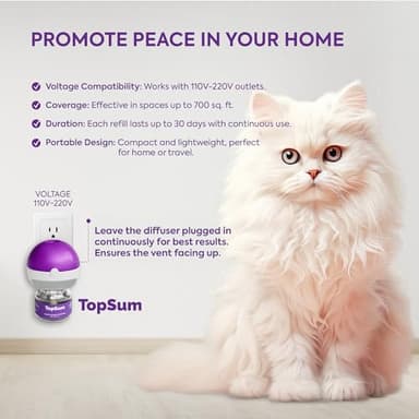 TopSum Cat Calming Diffuser Refills: Pheromone Refill for Cats, Long-Lasting 6-Month Supply, Compatible with Most Diffusers, 6 Pack (Purple) - Image 5