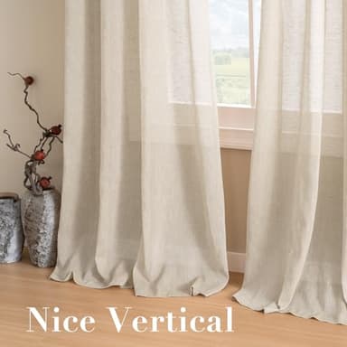 H.VERSAILTEX Linen Curtains Nickel Grommet Natural Linen Semi-Sheer Curtains 2 Panels Privacy Added Premium Soft Rich Material Drapes for Bedroom/Livingroom/Sliding Door - 52x72 - Inch - Linen - Image 7