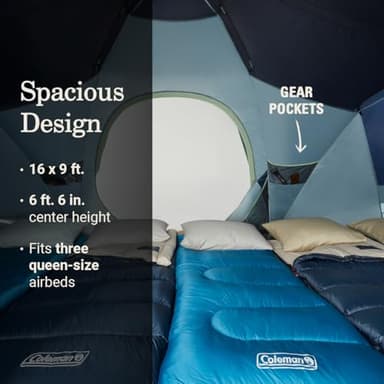 Coleman 4/6/8/10 Person Skydome Dark Room Tent with Rainfly, 5 Minute Setup, Blocks 90% of Sunlight, 20% More Headroom Than Traditional Tents - Image 4