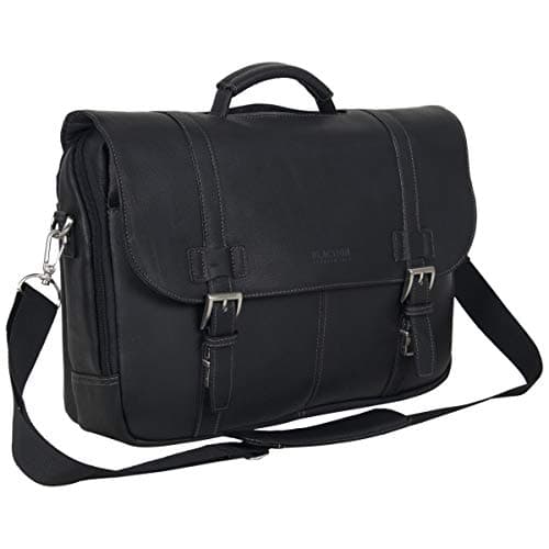 Kenneth Cole REACTION Show Business 16" Colombian Leather Business Laptop Portfolio Messenger Bag, Black - Image 1