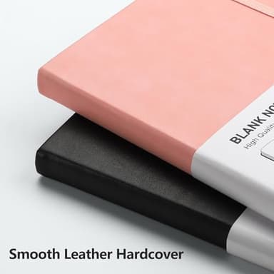 RETTACY Blank Journal Notebook, 2-Pack, 192 Pages per Pack, A5 Medium Size (5.7'' x 8.3''), Leather Hardcover, 100 GSM Thick Paper, for Sketching, Drawing, Painting (Black & Pink) - Image 4