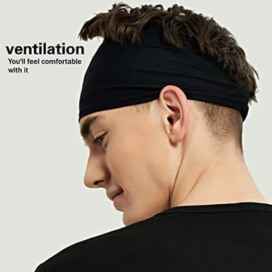 Pilamor Sports Headbands for Men (5 Pack),Moisture Wicking Workout Headband, Sweatband Headbands for Running,Cycling,Football, Yoga,Hairband for Women and Men(Gray, Green, White, Blue, Black) - Image 4