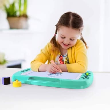SGILE Large Magnetic Drawing Board - 4 Colors 16×13in Doodle Pad with 4 Stamps for Toddlers, Learning Toy Board Etch Sketch Gift for 36+ Month Kids Girls Boys, Green - Image 9