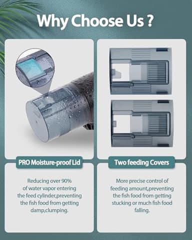 Automatic Fish Feeder Dispenser for Aquarium: 200ml Large Capacity Auto Feeders for Small Tank Turtle Betta Koi - Battery Food Feeding Timer for Flakes Pellet Vacation Weekend Day - Image 5