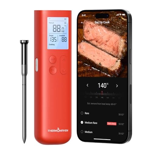 ThermoMaven Smart Bluetooth Wireless Meat Thermometer, 10X Enhanced Sub-1G Signal and Stability, Standalone Display Base, Certified Accuracy ±0.5°F, WiFi Unlimited Range for BBQ, Oven, Smoker, Grill - Image 1