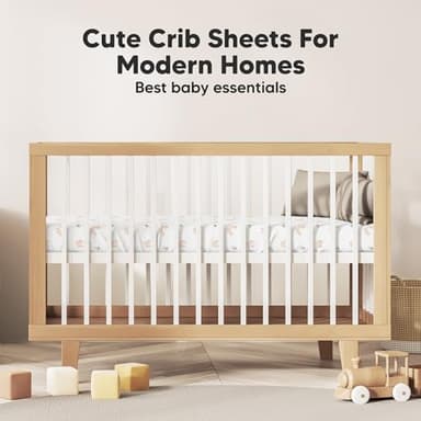 KeaBabies 2-Pack Organic Crib Sheets for Boys, Girls - 52x28 Fitted Crib Mattress Sheet Neutral, Breathable Jersey Cotton Cover for Baby Bed, Toddler Mattress, Soft & Cute Prints (Nibbles/Bruce) - Image 8