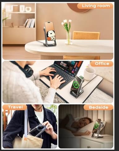 3 in 1 Charging Station with Cooling Fan, Wireless Charging Station for Multiple Devices, Magsafe Wireless Charger Stand for iPhone 16 15 14 13 12, Apple Watch Charger 10 Ultra 2, AirPods 4 3 Pro 2 - Image 7