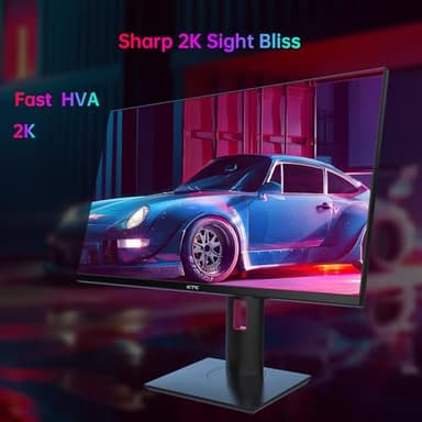 KTC 27'' 240Hz QHD 1440P Gaming Monitor 144Hz 1ms 65W Type C USB DisplayPort HDMI HDR400 Tilt/Height/Pivot/Swivel Fast HVA AdaptiveSync VESA - Image 2