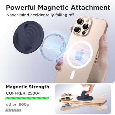COFFKER Magnetic Phone Ring Grip Holder, Silicone Finger Loop Grip, Compatible with MasSafe, Back of Phone for iPhone Pro Max/Plus/16/15/15/14/13/12 Series, Midnight Blue - Image 3