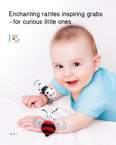 Infinno High Contrast Baby Toys Infant Rattle Socks and Wristband Set, Ideal Baby Sensery Toy Gifts for Newborn 0-12 Months, Perpect Black and White Toys for Boys and Girls As Baby Shower Gifts - Image 3