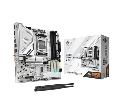 ASRock B850M Steel Legend WiFi Micro-ATX AM5 Motherboard: Ryzen 9000/8000/7000, DDR5 8000+ OC, PCIe 5.0 x16, WiFi 7, 3X M.2 (1x Gen5), USB 3.2 Gen2 Type-C, BIOS Flashback - Image 1
