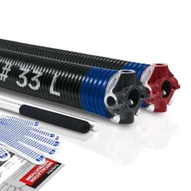 KaiMinDogz Pair of 2" Garage Door Torsion Springs Set with Non-Slip Winding Bar & Gloves,High Precision Electrophoresis Black Coated, for Replacement & Installation, MIN 16,000 Cycles (0.262x2''x33'') - Image 1