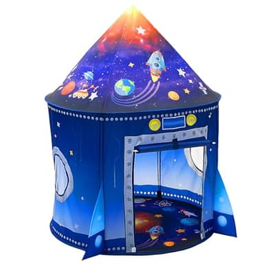 WillingHeart Rocket Ship Play Tent for Kids, Astronaut Spaceship Space Themed Pretend Playhouse Indoor Outdoor Games Party Children Pop Up Foldable Tent Birthday Toy for Boys Girls Toddler Baby - Image 1