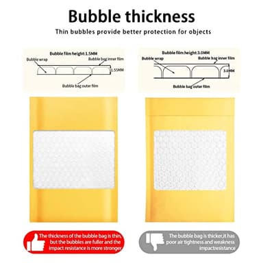 Kraft bubble mailers 6x9 Inch 200 Pack,Self-Sealing Paper Envelopes for Packaging,Strong Adhesion Envelope Mailers, Small Waterproof Cushioned Padded Shipping Bags Yellow #0 - Image 4