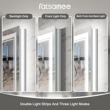 Ratsamee 60x40 Inch Led Mirror for Bathroom with Front Light and Backlit, Dimmable Anti Fog Wall Bathroom Mirror with Led Lights, Water Proof, Decor Vanity Mirror - Image 3