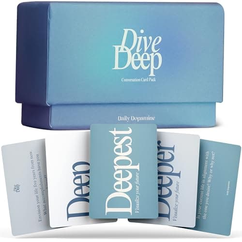 Daily Dopamine Dive Deep Conversation Cards - Get to Know Each Other Ice-Breaker | Deep & Meaningful Conversations | Card Game for Teens, Adults, Couples | Fun Family Party Game for Events & Parties - Image 1