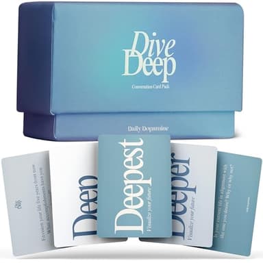 Daily Dopamine Dive Deep Conversation Cards - Get to Know Each Other Ice-Breaker | Deep & Meaningful Conversations | Card Game for Teens, Adults, Couples | Fun Family Party Game for Events & Parties - Image 1