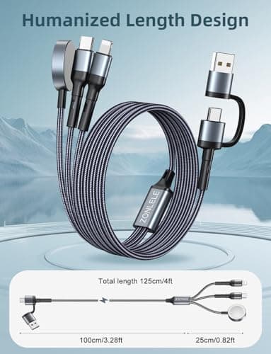 Upgraded Travel Essentials for Apple Watch Charger 3 in 2 Multi Charging Cable for iPhone 17 iWatch Charger USB C Cord, Car RV Camping Essentials Compatible with iWatch Ultra/SE/11 & iPhone 16/15-12 - Image 7