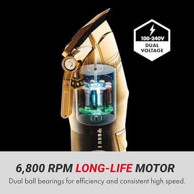 BaBylissPRO GOLDFX+ Professional Barber Cord/Cordless Hair Clippers for Men, All Metal, Lithium Battery with 3-Hour Runtime, Gold - Image 5