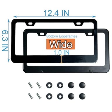 2PCS Matte Black License Plate Frames, 2 Holes Solid Rust-Proof Stainless Steel License Plate Holder, Lengnoyp Universal Car License Plate Cover for Women and Man with Screws Accessories - Image 2