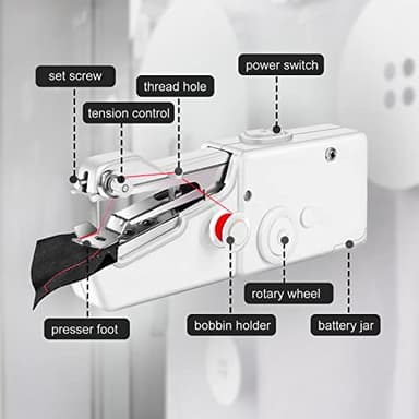 Handheld Sewing Machine, Quick Sewing Portable Mini Sewing Machine Suitable for Home, White - Image 4