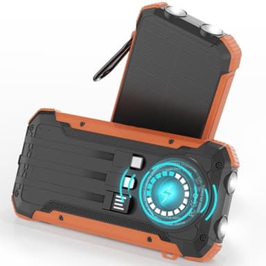 ERRBBIC Solar Charger Power Bank 20000mAh, Portable Wireless Charger, 15W Fast Charging External Battery Pack with Dual Flashlight and USB C Outputs. Outdoor Mobile Power Compatible with Cell Phones - Image 1