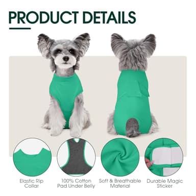 Kuoser Dog Surgery Suit Female Spay, Dog Recovery Suit Male Neuter, Puppy Clothes Onesie for Surgery Anti Licking Abdominal Wounds Pet Surgical Recovery Bodysuit Shirt, Substitute E-Collar & Cone - Image 3